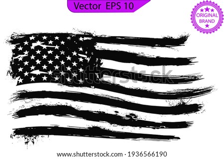 USA Flag. Distressed American flag with splash elements, flag of America, patriot, military flag, Royalty-Free Stock Photo #1936566190