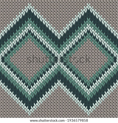 Cotton rhombus argyle knitting texture geometric seamless pattern. Rug knit effect ornament. Norwegian style seamless knitted pattern. Handicraft backdrop.