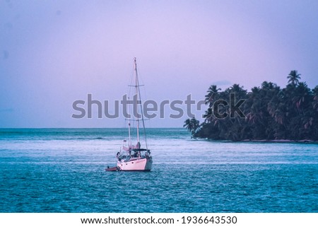 Caribbean Sea with sail boat
