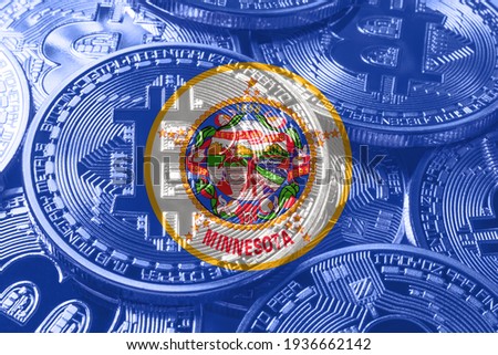 Minnesota bitcoin flag, Minnesota cryptocurrency concept background