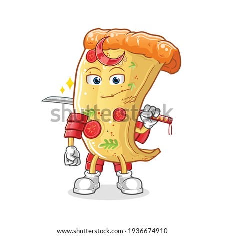 pizza samurai cartoon. cartoon mascot vector