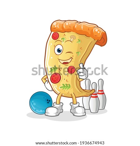 pizza play bowling illustration. character vector
