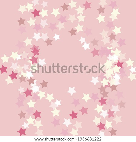 White Pink Stars Surface Illustration. Neon Holiday Multicolor Bright Original Night Background. Colorful Childish Simple Coral Modern Design Backdrop. Pastel Children Sky Seamless Vector.