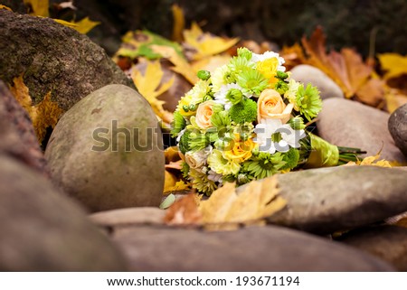 Beautiful wedding bouquet of yellow-green