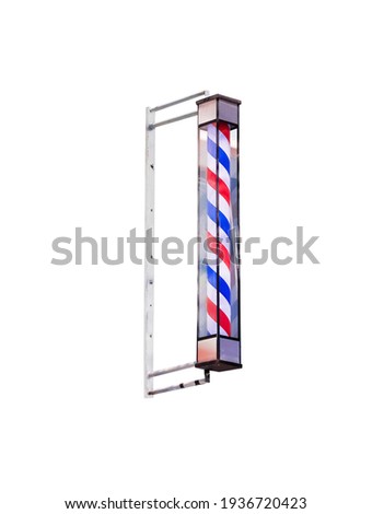 Isolated barber's pole sign on white background ,clipping path