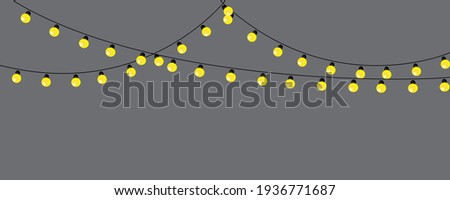 golden lamp garland gray background. Light vector illustration. Party banner design. Stock image. EPS 10.