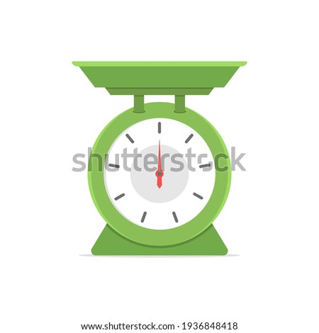 Analogue kitchen scale isolated with white background. Royalty-Free Stock Photo #1936848418