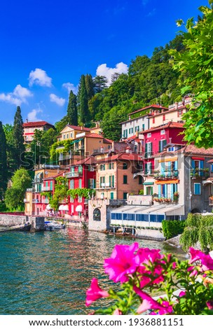 Varenna, Lake Como - Holidays in Italy view of the most beautiful lake in Italy, Lago di Como, Lombardia. Royalty-Free Stock Photo #1936881151