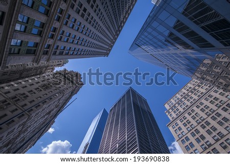 New York Skyscrapers View Upward Royalty-Free Stock Photo #193690838
