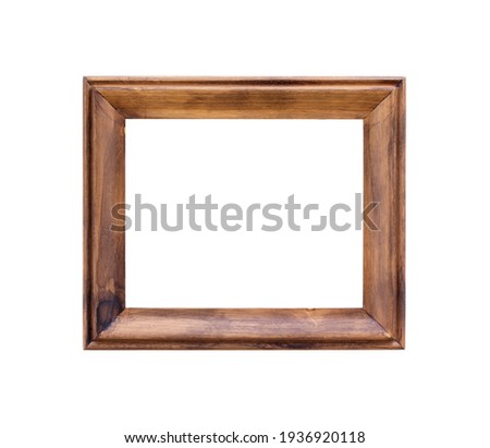 Old wooden photo frame isolated on white background