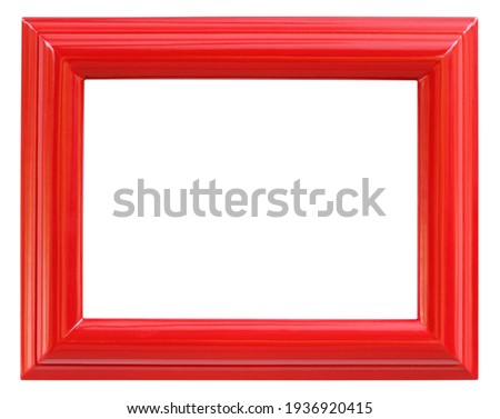 Old red wooden photo frame isolated on white background