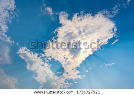 Blue sky and white clouds background on daytime of summer season