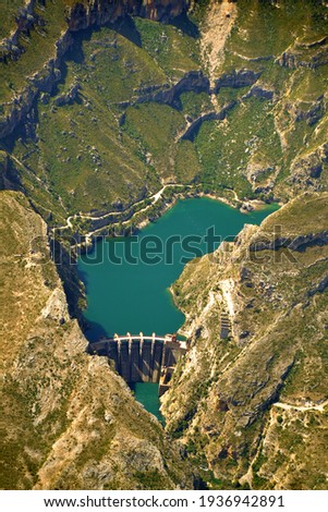 The Lake of El Naranjero with the hydroelectric dam - Valencian Community -Spain-