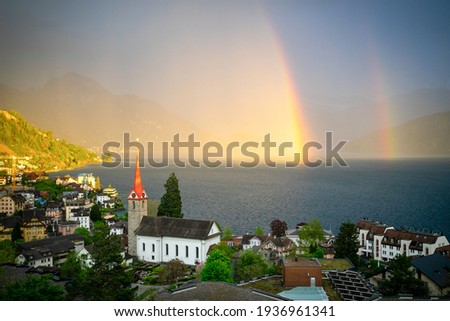 Rainbow picture in a summer storm day