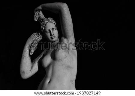 A solitary Venus statue shot in a theatre