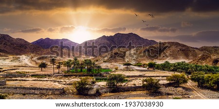 Landscape of the mountains of the city of Fujairah, United Arab Emirates. Photographed on 17-03-2017 Royalty-Free Stock Photo #1937038930