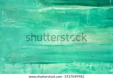Green abstract oil painting on canvas 