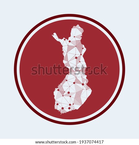 Finland icon. Trendy tech logo of the country. Geometric mesh round design. Technology, internet, network, telecommunication concept. Vector illustration.