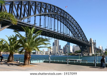 View of Sydney Harbour, Sydney Harbour Bridge and the city of Sydney from Milson's Point. Royalty-Free Stock Photo #1937099