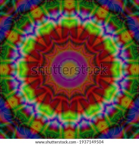 Abstract mandala graphic design and watercolor digital art painting for geometric concept background