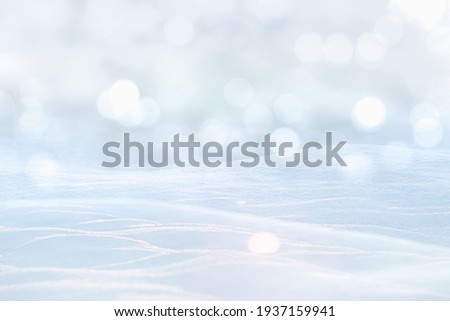 SNOW AND BOKEH LIGHTS BACKGROUND, BLUE WINTER BACKDROP