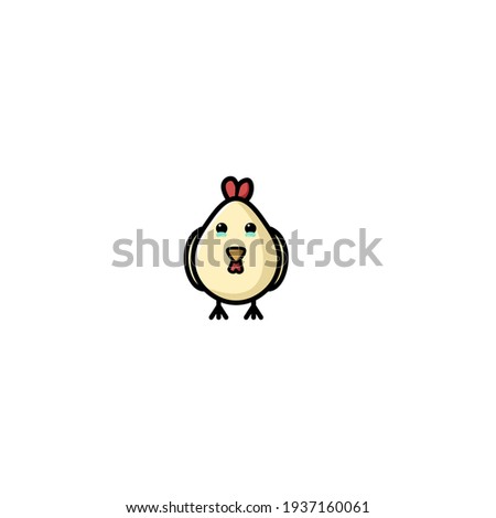 Chicken Cartoon Character Vector Illustration Design. Cute, Funny, FUn, Outline, And Happy Style. Recomended For Children Design, Chicken Shop Mascot, And Other.