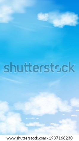 Sky Blue with clouds background,Vertical Vector Cartoon 3D Sky Cloudy Altostratus with Day light in Winter,Illustration banner for Spring, Summer spring in the morning.Backdrop Nature Landscape