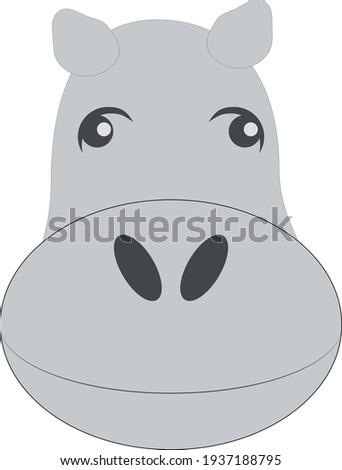 vector illustration head of cartoon hippopotamus