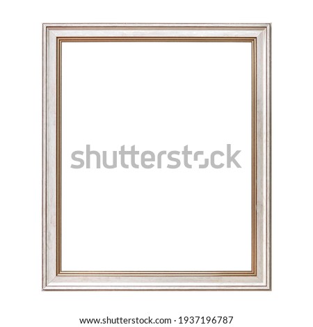 White Framework in antique style. Vintage picture frame isolated on white background.