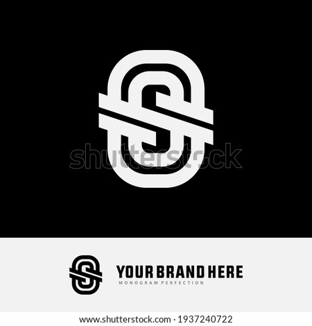 Monogram logo letter S or SS `modern, simple, sporty, white color on black background