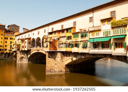 The ancient Ponte Vecchio over the Arno River in Florence, Italy