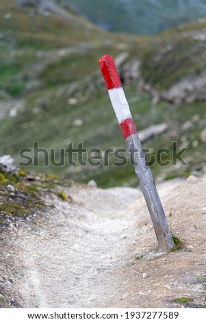 Post for marking a hiking trail, Hohe Tauern, Austria