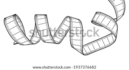 Measuring tape without numbers - hand drawn black and white vector illustration. Royalty-Free Stock Photo #1937376682