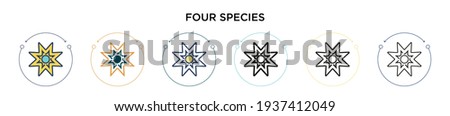Four species icon in filled, thin line, outline and stroke style. Vector illustration of two colored and black four species vector icons designs can be used for mobile, ui, web