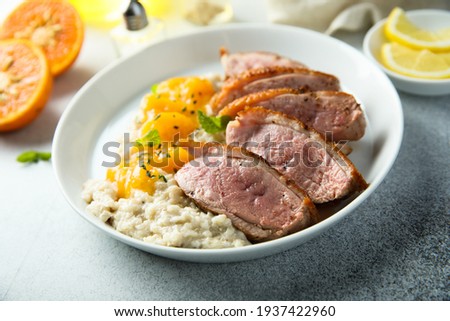 Roasted duck breast with citrus sauce