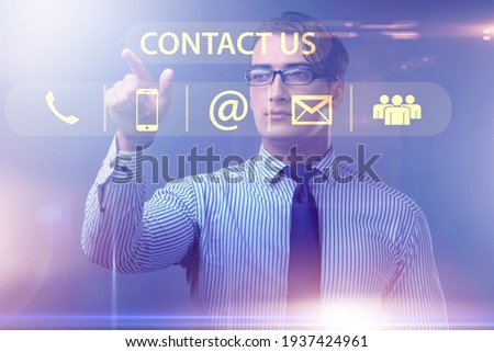 Businessman pressing in communication concept