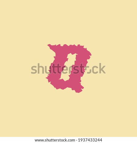 Red italic letter Q monogram initial logo with distort or trash style in yellow background