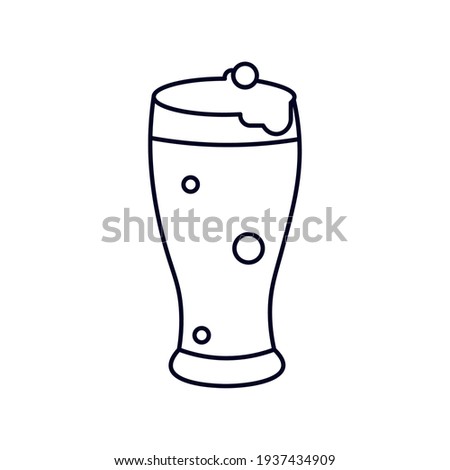 Isolated beer glass style draw white logo icon- Vector