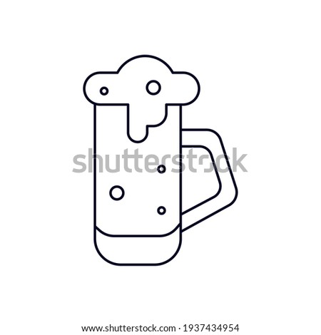 Isolated beer glass draw logo white icon- Vector