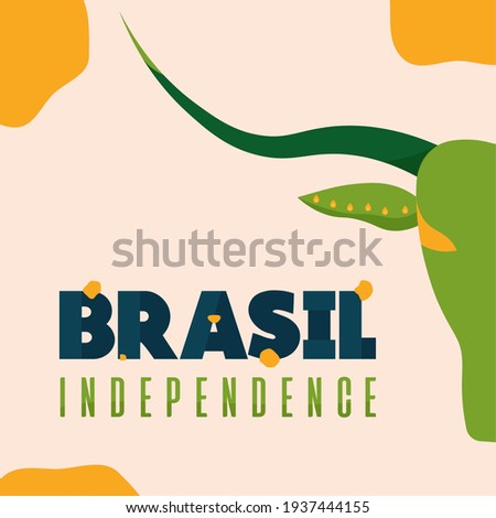 Brasil independence pictue ox blue background tribal icon- Vector