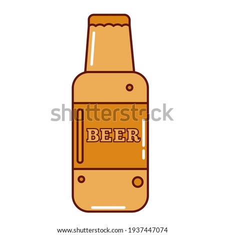 Isolated beer bottle logo gold icon- Vector