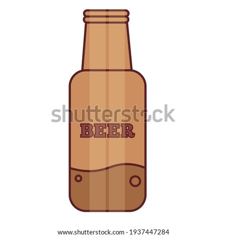 Isolated beer bottle dark logo wood icon- Vector