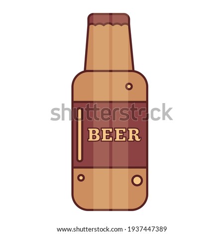 Isolated beer bottle logo wood icon- Vector