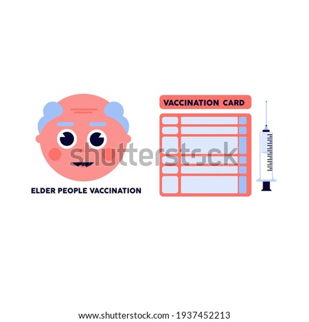 Isolated older card vaccination virus blue logo icon - Vector