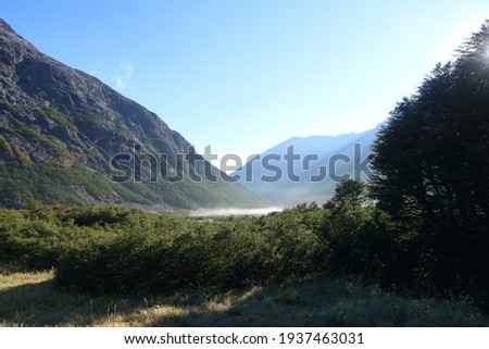 Valley surrounded by trees and mountains