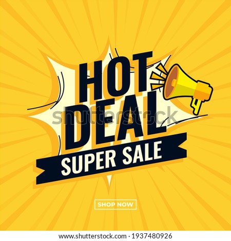 Hot deal super sale abstract comic boom sale banner yellow promotion Royalty-Free Stock Photo #1937480926