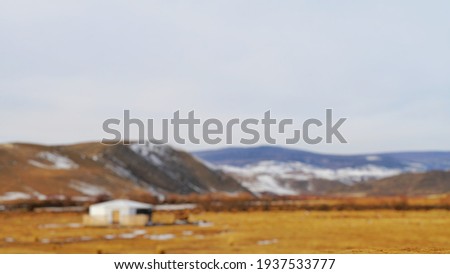 Blur picture background of snow mountain at Russia, Europe during winter time. 