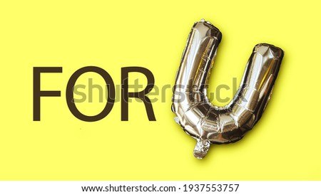 For You greeting card. Letter U balloon.