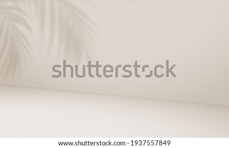 Empty palm shadow brown color texture pattern cement wall background. Used for presentation  business nature organic cosmetic products for sale shop online. Summer tropical beach with minimal concept. Royalty-Free Stock Photo #1937557849