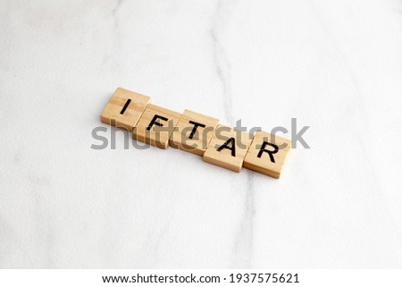 Iftar Wooden Letter word with white marbel background